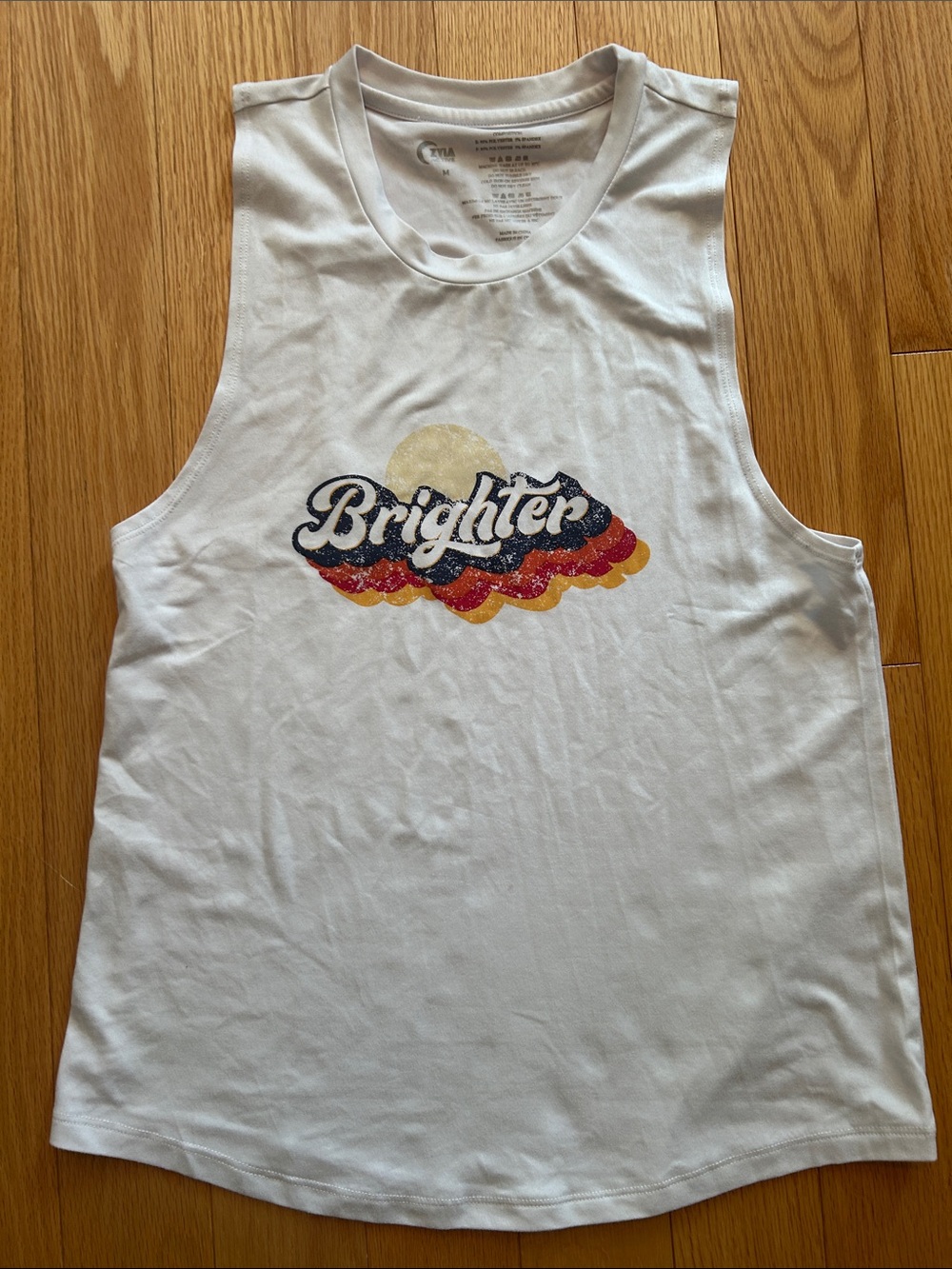 ZYIA White 'Brighter' Graphic Tank